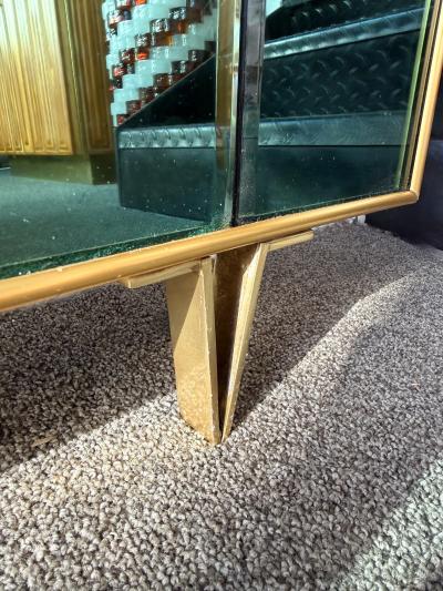  Cristal Art Cristal Arte Extra Large Floor Mirror Green Glass and Brass by Cristal Art Italy 1960s