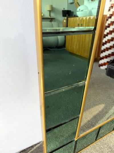  Cristal Art Cristal Arte Extra Large Floor Mirror Green Glass and Brass by Cristal Art Italy 1960s