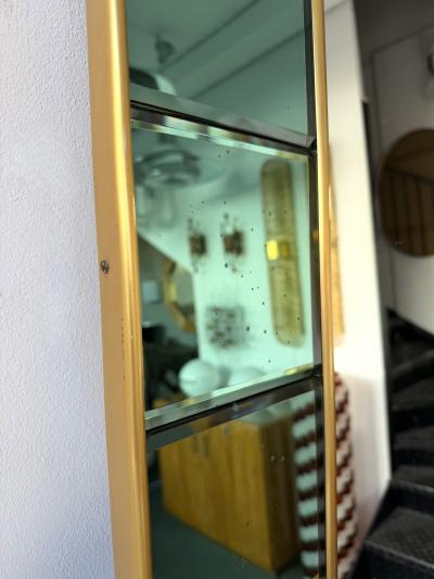  Cristal Art Cristal Arte Extra Large Floor Mirror Green Glass and Brass by Cristal Art Italy 1960s