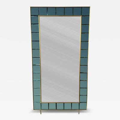  Cristal Art Cristal Arte Extra Large Floor Mirror Green Glass and Brass by Cristal Art Italy 1960s