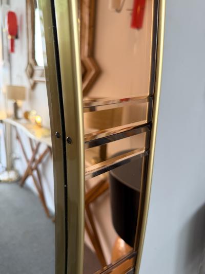  Cristal Art Cristal Arte Extra Large Mirror Console Pink Glass and Brass by Cristal Art Italy 1960s