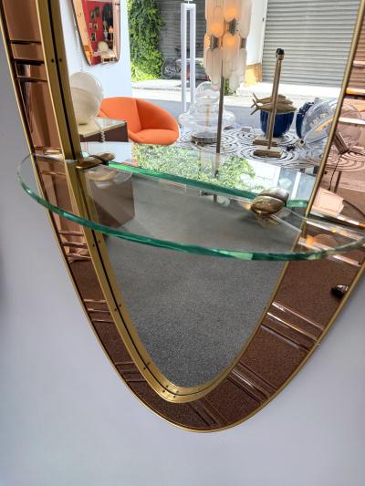  Cristal Art Cristal Arte Extra Large Mirror Console Pink Glass and Brass by Cristal Art Italy 1960s