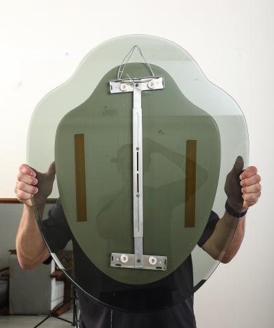  Cristal Art Cristal Arte Italian Cristal Arte Smoked Glass Beveled Wall Mirror circa 1970