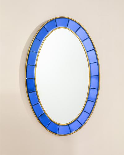  Cristal Art Cristal Arte Italian Wall Mirror by Cristal Arte Blue Glass Frame 1960s