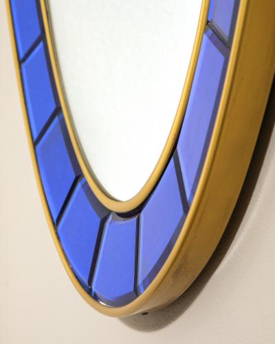  Cristal Art Cristal Arte Italian Wall Mirror by Cristal Arte Blue Glass Frame 1960s