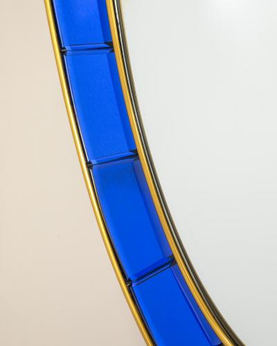  Cristal Art Cristal Arte Italian Wall Mirror by Cristal Arte Blue Glass Frame 1960s