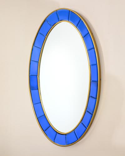  Cristal Art Cristal Arte Italian Wall Mirror by Cristal Arte Blue Glass Frame 1960s