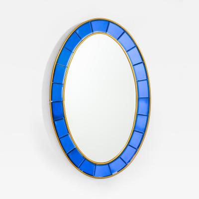  Cristal Art Cristal Arte Italian Wall Mirror by Cristal Arte Blue Glass Frame 1960s