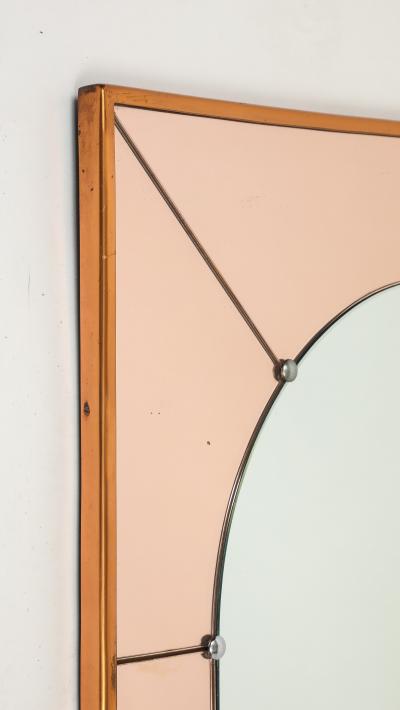  Cristal Art Cristal Arte Large Rectangular Wall Mirror in Rose Glass and Copper Frame by Cristal Art