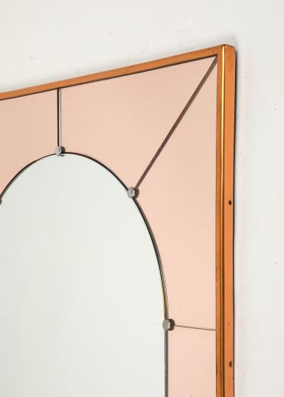  Cristal Art Cristal Arte Large Rectangular Wall Mirror in Rose Glass and Copper Frame by Cristal Art