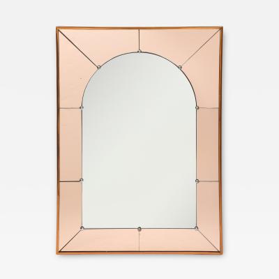  Cristal Art Cristal Arte Large Rectangular Wall Mirror in Rose Glass and Copper Frame by Cristal Art
