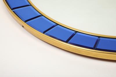  Cristal Art Cristal Arte Large Round Blue Hand Cut Beveled Crystal Mirror Model 2679 by Cristal Art