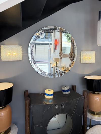  Cristal Art Cristal Arte Mirror Glass Palmette by Cristal Art Italy 1960s