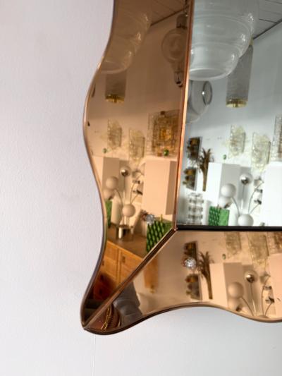  Cristal Art Cristal Arte Mirror Pink Glass by Cristal Art Italy 1960s