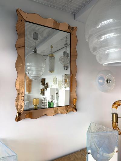  Cristal Art Cristal Arte Mirror Pink Glass by Cristal Art Italy 1960s