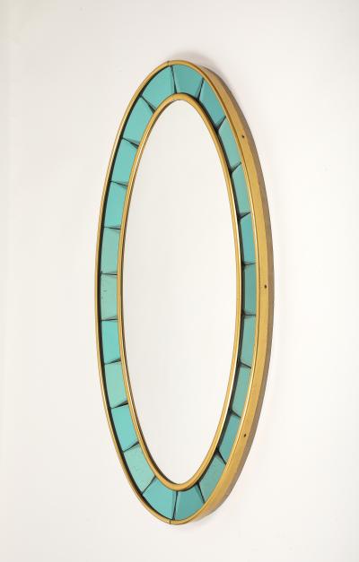  Cristal Art Cristal Arte Oval Green Hand Cut Beveled Glass Mirror Model 2727 by Cristal Art