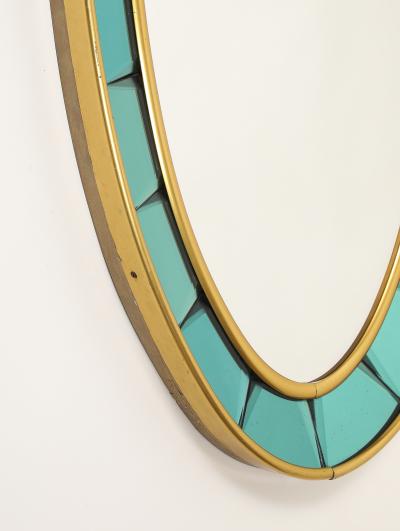  Cristal Art Cristal Arte Oval Green Hand Cut Beveled Glass Mirror Model 2727 by Cristal Art