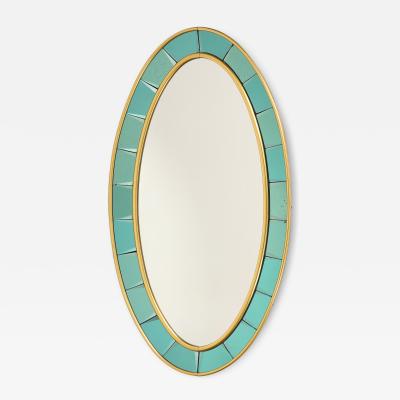  Cristal Art Cristal Arte Oval Green Hand Cut Beveled Glass Mirror Model 2727 by Cristal Art