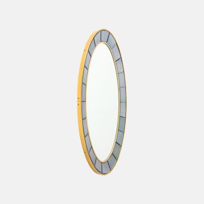  Cristal Art Cristal Arte Oval Hand Cut Beveled Smoked Glass Wall Mirror Model 2727 by Cristal Art