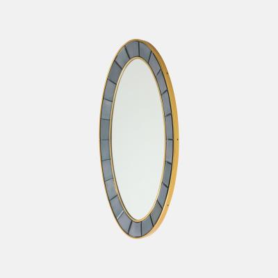  Cristal Art Cristal Arte Oval Hand Cut Beveled Smoked Glass Wall Mirror Model 2727 by Cristal Art