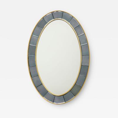  Cristal Art Cristal Arte Oval Hand Cut Beveled Smoked Glass Wall Mirror Model 2727 by Cristal Art