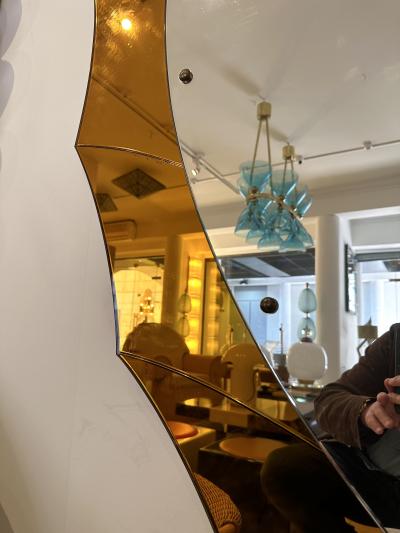  Cristal Art Extra Large Lightning Mirror Amber Glass by Cristal Art Italy 1960s