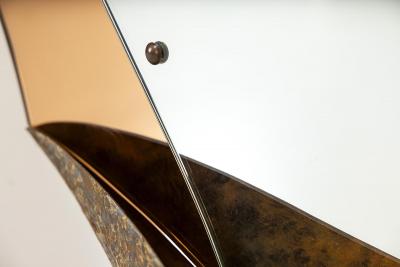  Cristal Art Large Mirror in Amber Glass and Metal by Cristal Art Italy 1960s