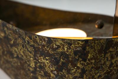  Cristal Art Large Mirror in Amber Glass and Metal by Cristal Art Italy 1960s