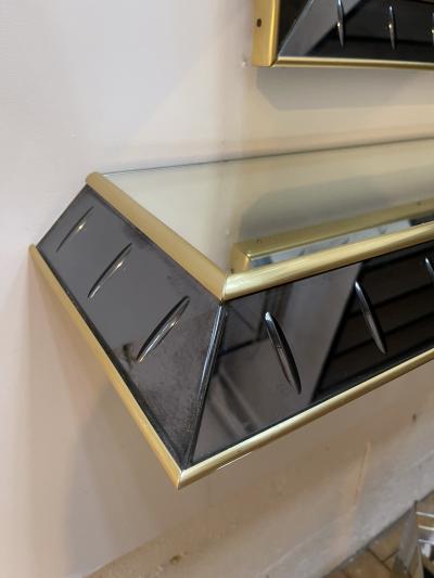  Cristal Art Mirror Console Glass and Brass by Cristal Art Italy 1960s