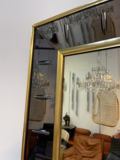  Cristal Art Mirror Console Glass and Brass by Cristal Art Italy 1960s