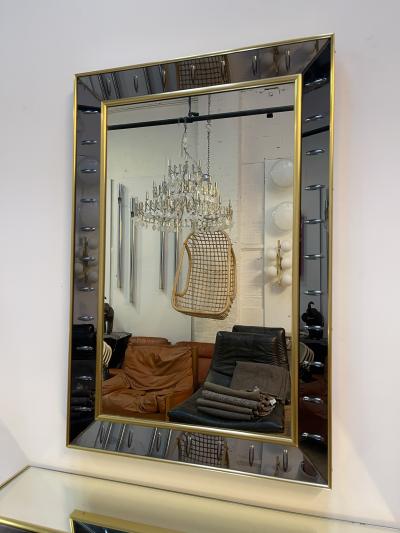  Cristal Art Mirror Console Glass and Brass by Cristal Art Italy 1960s