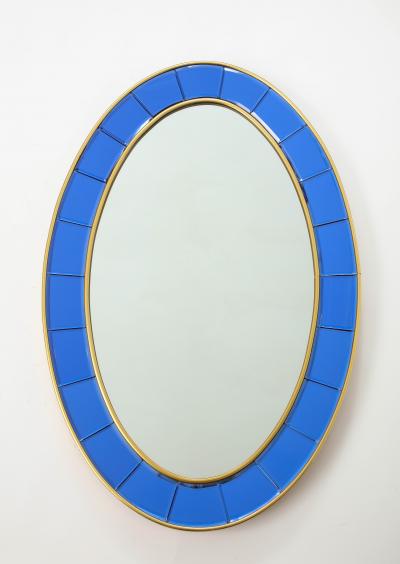  Cristal Art Oval Blue Hand Cut Beveled Glass Mirror Model 2727 by Cristal Art