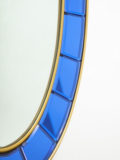  Cristal Art Oval Blue Hand Cut Beveled Glass Mirror Model 2727 by Cristal Art