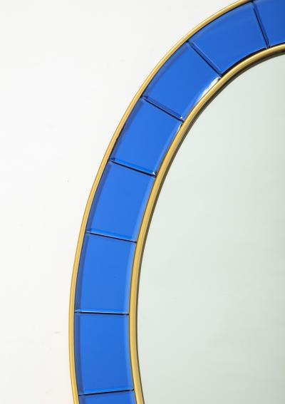  Cristal Art Oval Blue Hand Cut Beveled Glass Mirror Model 2727 by Cristal Art
