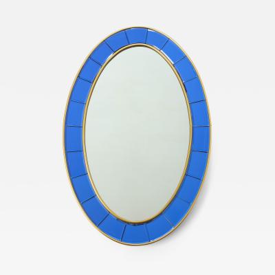  Cristal Art Oval Blue Hand Cut Beveled Glass Mirror Model 2727 by Cristal Art