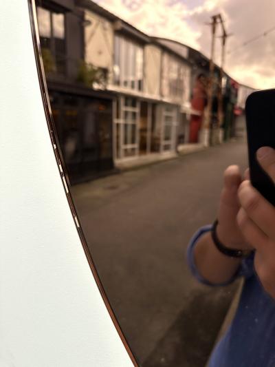  Cristal Art Round Circle Mirror Smoke and Gold Colored Glass by Cristal Art Italy 1970s