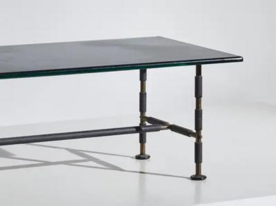  Cristal Arte Cristal Art Glass Coffee Table with Metal Legs Model 2661 Italy 1960s