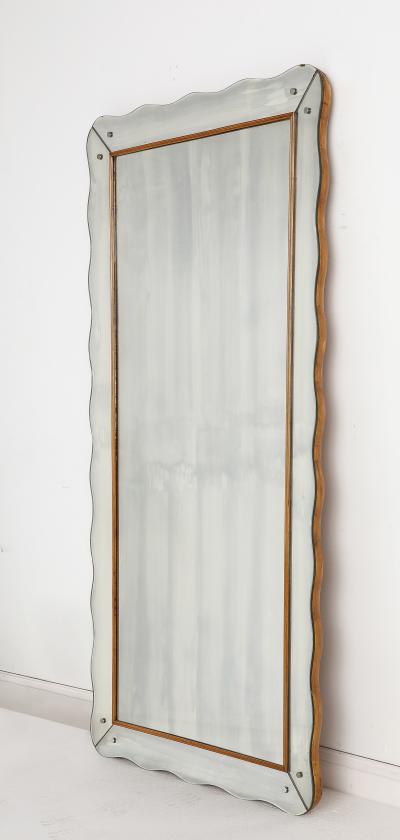  Cristal Arte Cristal Art Wood and Glass Wall Mirror Turin Italy circa 1940s