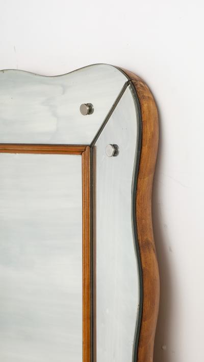  Cristal Arte Cristal Art Wood and Glass Wall Mirror Turin Italy circa 1940s