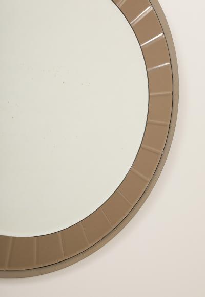  Cristal Arte Cristal Arte Faceted Crystal Grey Glass Circular Mirror circa 1960