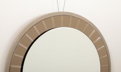  Cristal Arte Cristal Arte Faceted Crystal Grey Glass Circular Mirror circa 1960