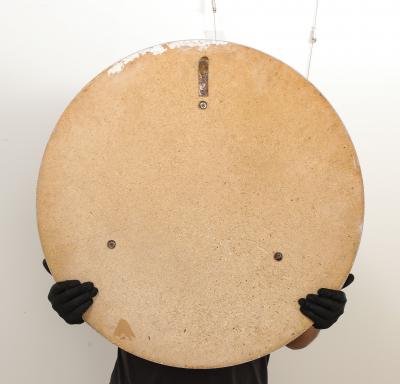  Cristal Arte Cristal Arte Faceted Crystal Grey Glass Circular Mirror circa 1960