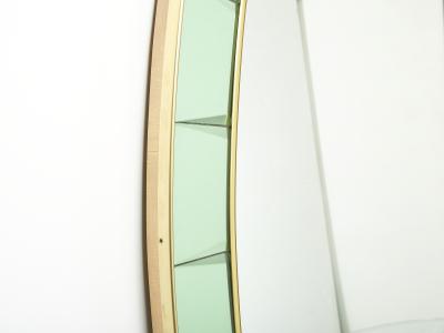  Cristal Arte Cristal Arte Oval shaped Italian brass green crystal mirror 1950s