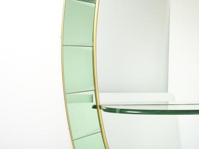  Cristal Arte Cristal Arte Oval shaped Italian brass green crystal mirror 1950s