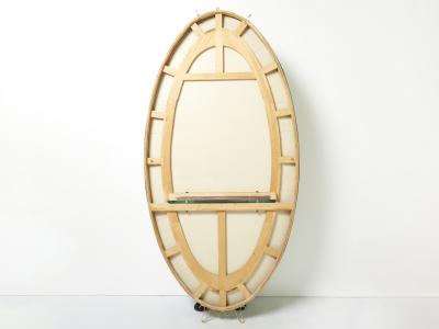  Cristal Arte Cristal Arte Oval shaped Italian brass green crystal mirror 1950s