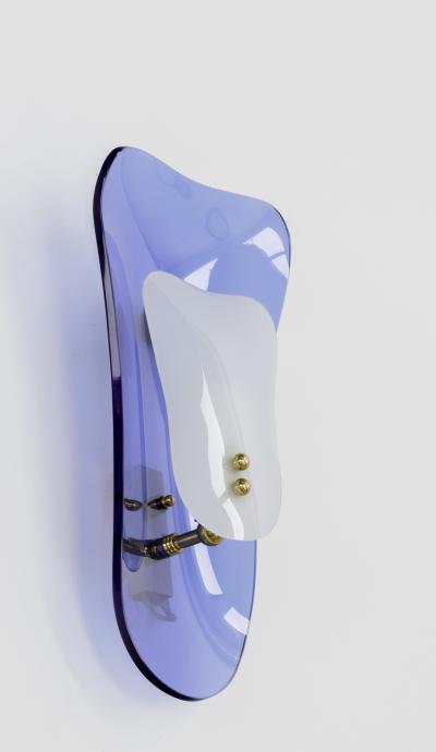  Cristal Arte Cristal arte pair of pale pink and blue glass sconces