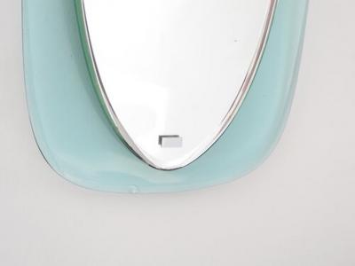  Cristal Arte ITALIAN BLUE AND CLEAR GLASS FLOATING FACETED OVAL CRYSTAL ARTE MIRROR