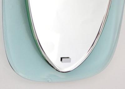 Cristal Arte ITALIAN BLUE AND CLEAR GLASS FLOATING FACETED OVAL CRYSTAL ARTE MIRROR