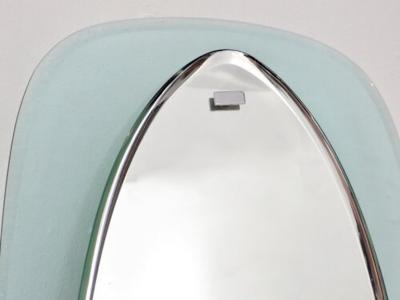  Cristal Arte ITALIAN BLUE AND CLEAR GLASS FLOATING FACETED OVAL CRYSTAL ARTE MIRROR
