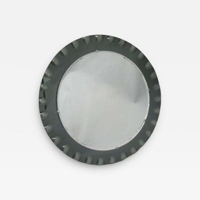  Cristal Arte Italian Mid Century Modern Neoclassical Engraved Sunburst Mirror by Crystal Arte